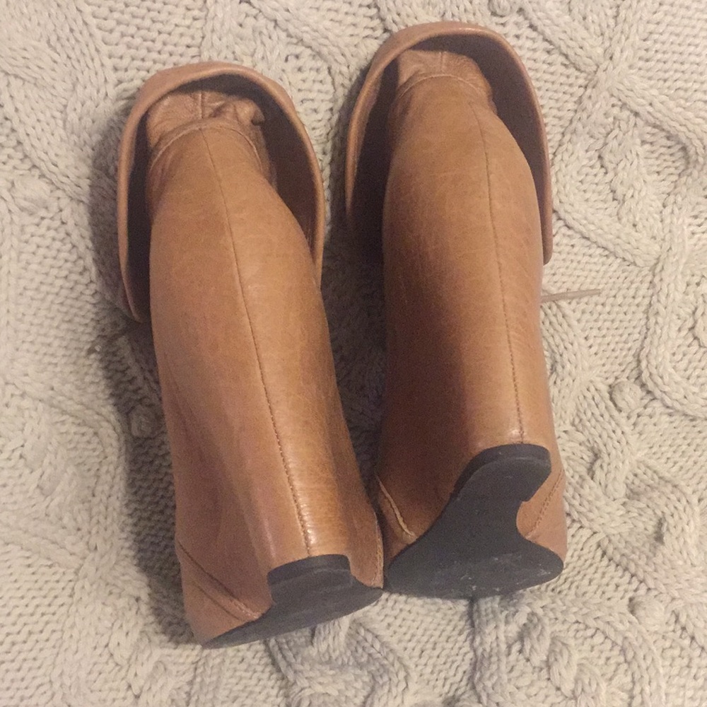 Platform Leather Wedge Booties - image 8